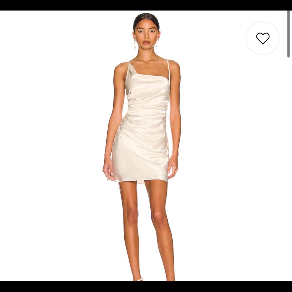 Shona Joy La Lune Asymmetrical Bias Cowl Mini Dress in Cream